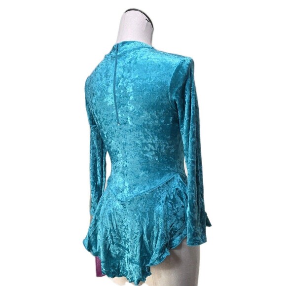 Gilda Marx VTG High Neck Keyhole Skirt Velvet Skate Leotard Dress Y/J Adult XS - Picture 16 of 16